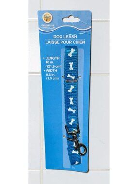 Greenbrier Kennel Club Dog Leash Blue With Bone Pattern